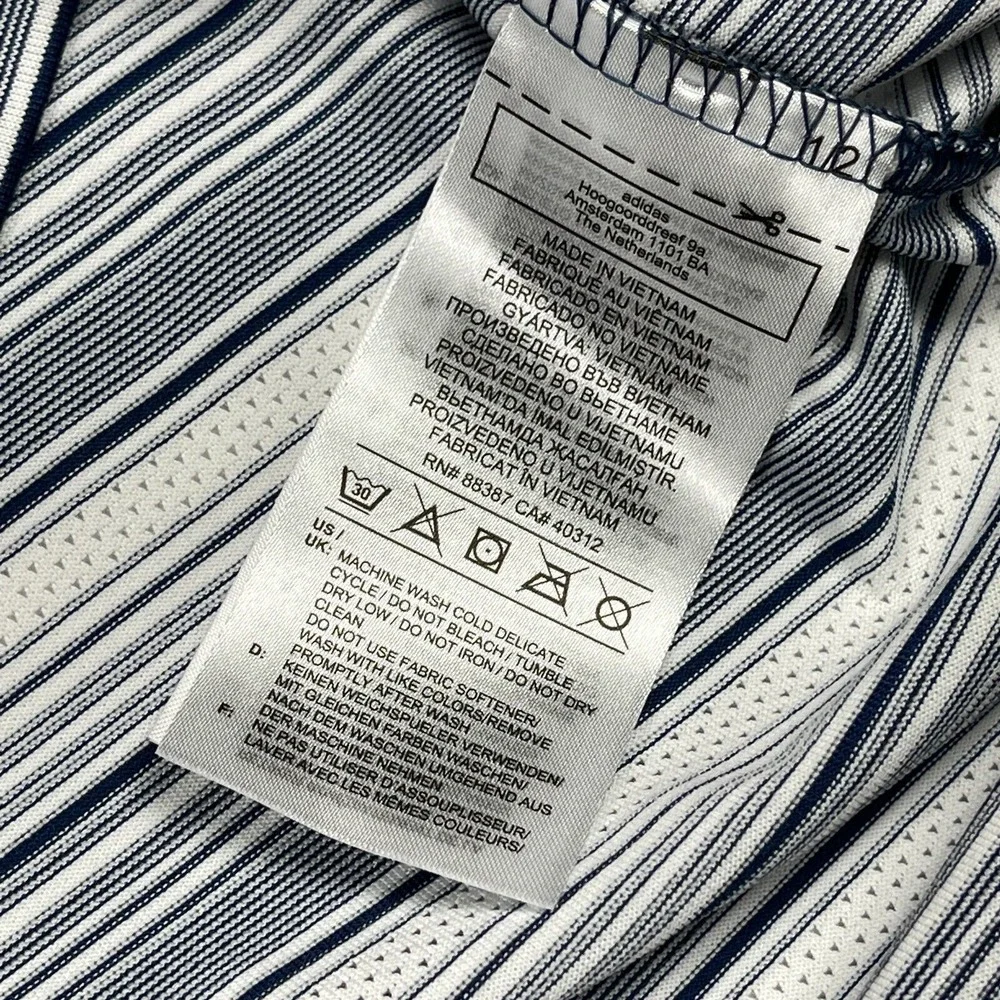Adidas Polo Shirt Mens‎ Large Gray Striped Golf Casual Vacation Travel Preppy